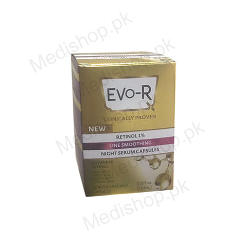 EVO-R Retinol 1% Night serum capsules skincare wrinkles aging crystolite pharmaceuticals