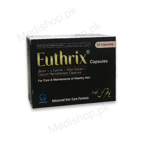 Euthrix capsules biotin + l-cystine + millet extract +calcium pantothene haircare fall grow atco healthcare