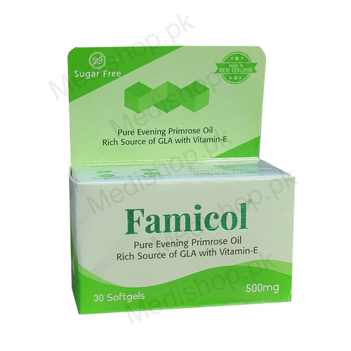 Famicol evening primrose oil 500mg softgel vitamin e skin hair health care