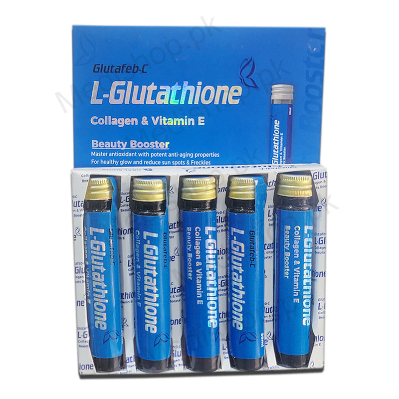 Glutafeb-C L-Glutathione Collagen & Vitamin E Oral Shots Medishop.pk Glutafeb-C L-Glutathione Collagen & Vitamin E Oral Shots Medishop.pk