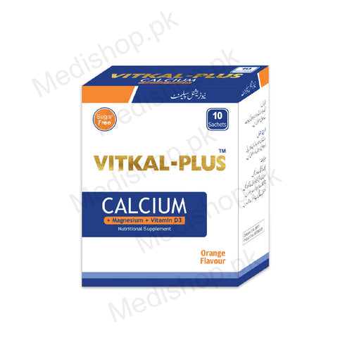 Vitkal plus sachets calcium magnesium vitamin d3 nutritional supplements orange flavors suger free