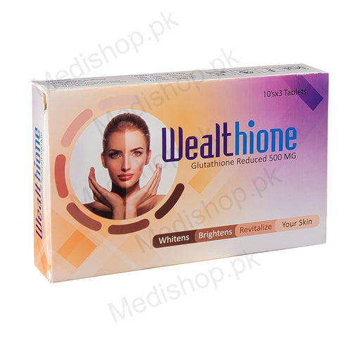 Wealthion 500mg tablets glutathion reduced whitens brightens revitalize adock pharma