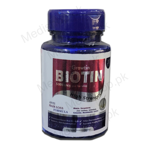 Growtin Biotin 5000mcg capsules Jar
