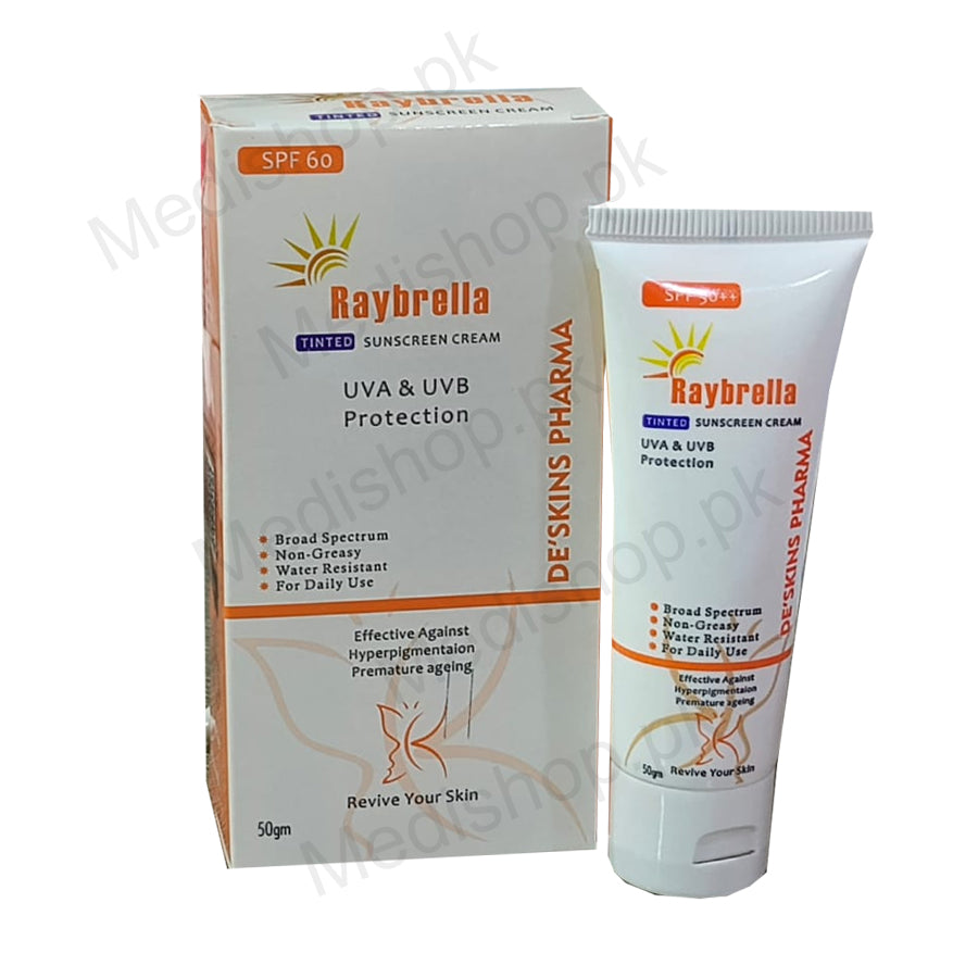 raybrella tinted sunscreen de skins pharma