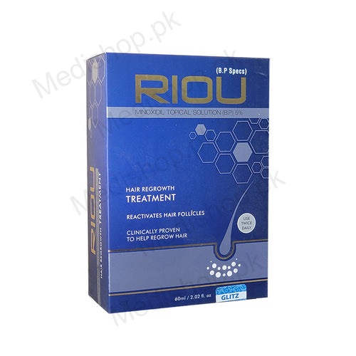    riou hair regrwth treatment minoxidil 5 glitz pharma