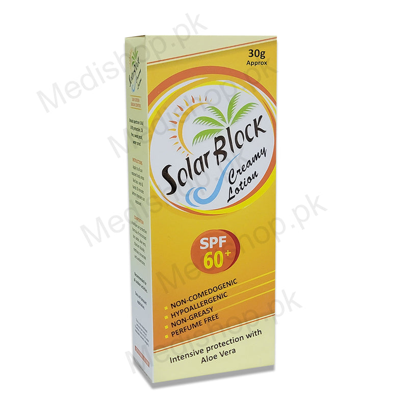 solar block creamy lotion spf 60wit alovera alaq lab