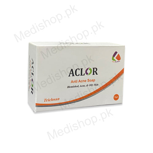 Aclor Anti Acne Soap 75gm Removes Acne and Pimples Useful in greasy conditions. Acts as antiseptic. They heal acne, cracked skin, sunburn, and eczema loris health care