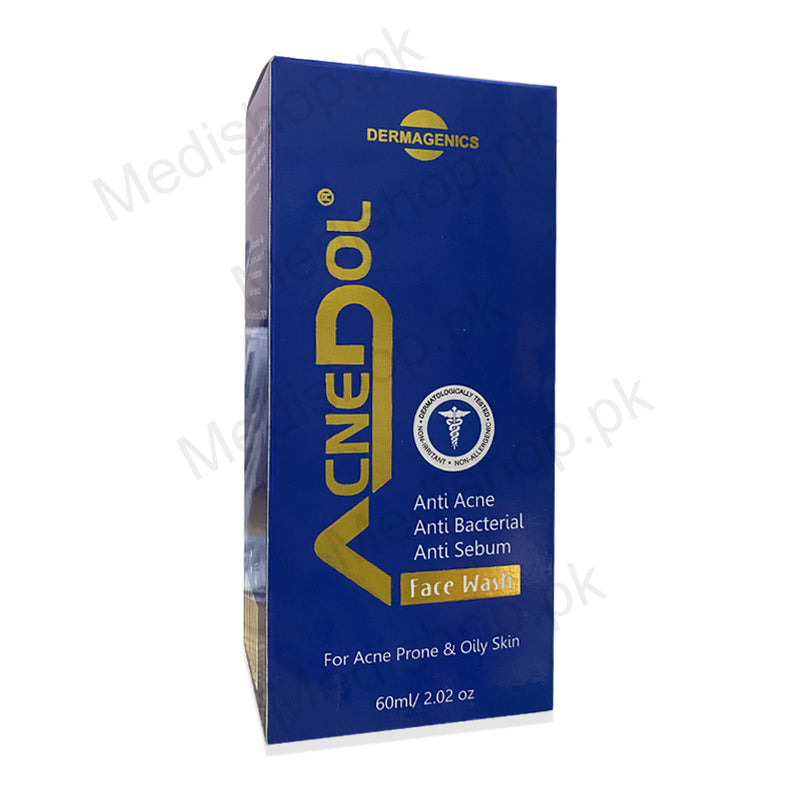 Acnedol anti acne bacterial sebum acne prone oily skin care treatment face wash 60ml dermagenics