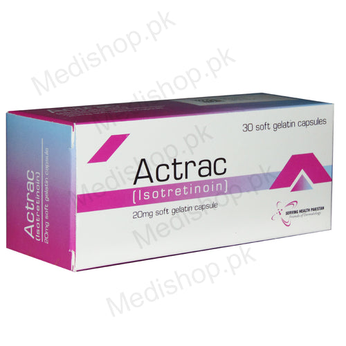 Actrac 20mg Capsule isotretinion soft gelatin used for acne treatment Crystolite Phrama