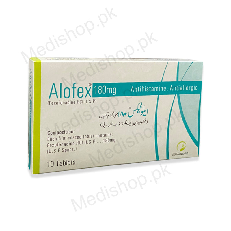 Alofex Tablets 180mg fexofenadine antihistamine antiallergic derma techno pakistan