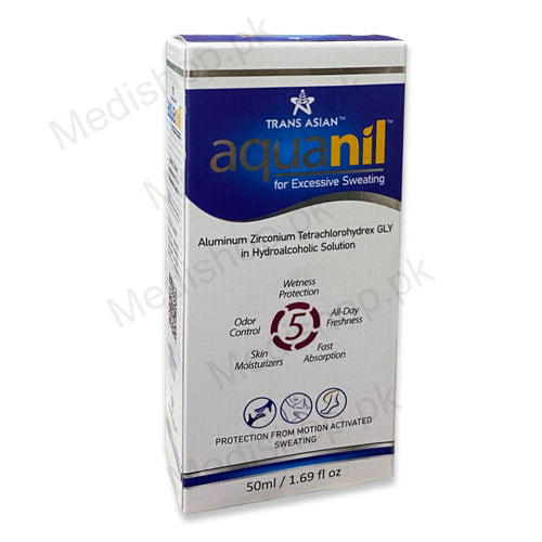 AquaNil for Excessive Sweating 50ml protection from motion activated sweating hyperhidrosis skincare Trans Asian Pharma