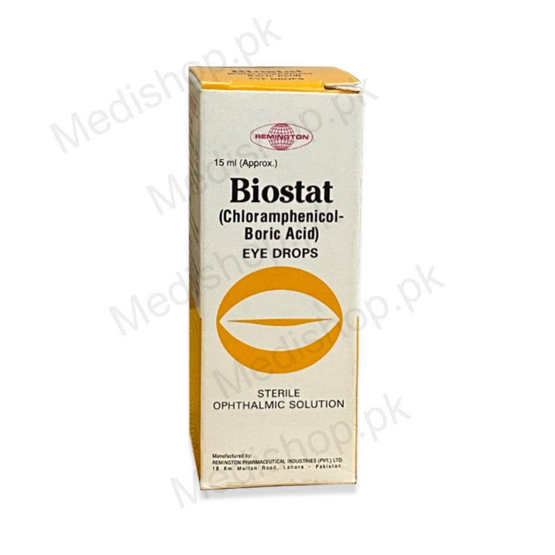 Biostat eye drops 15ml chloramphenicol boric acid remington pharma