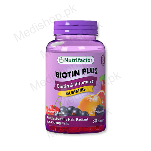 Biotin Plus Gummies vitamin c food supplement hair care skin nails nutrifactor 30's kids care