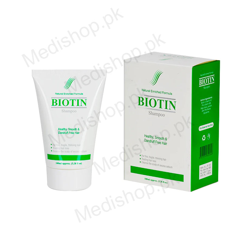 Biotin shampoo 100ml healthy smooth dandruff free hair care treatment wisdom therapeutics