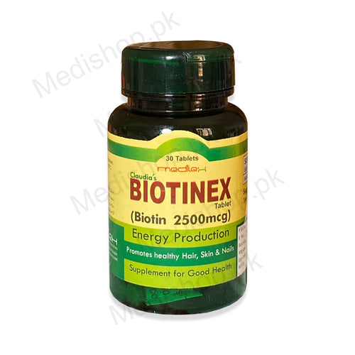 Biotinex Tablets biotin 2500mcg energy production supplement medilex healthcare