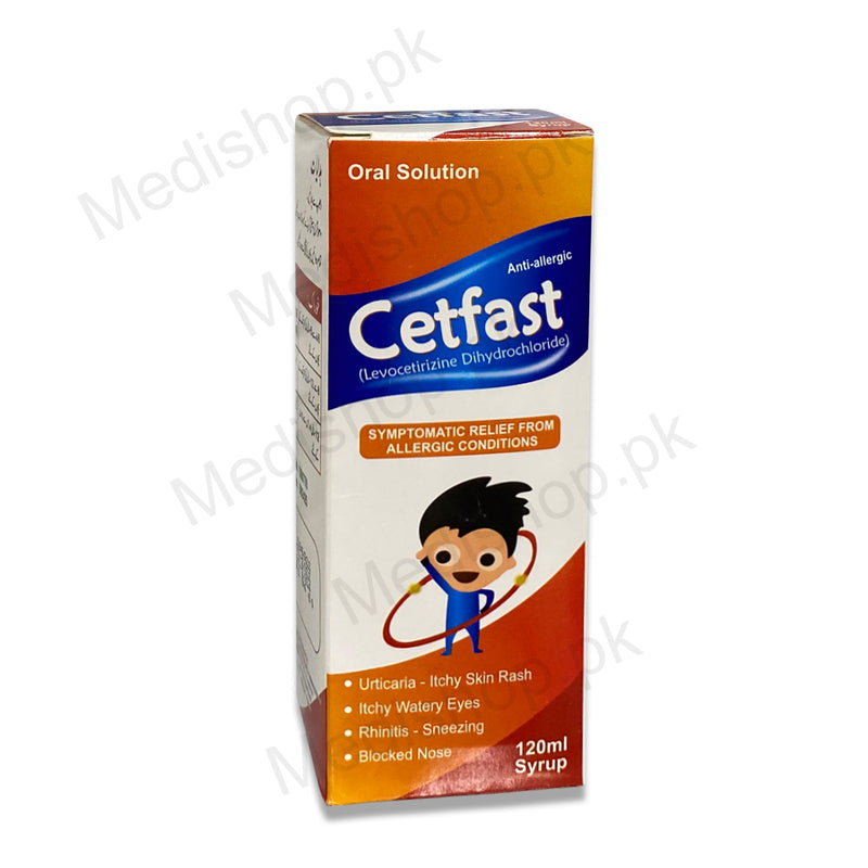    Cetfast Anti allergic oral solution 120ml syrup levocetirizine dihydrochloride crystolite pharma