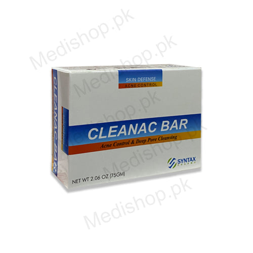 Cleanac bar soap skin defense acne control pore cleansing syntax pharma 75gm