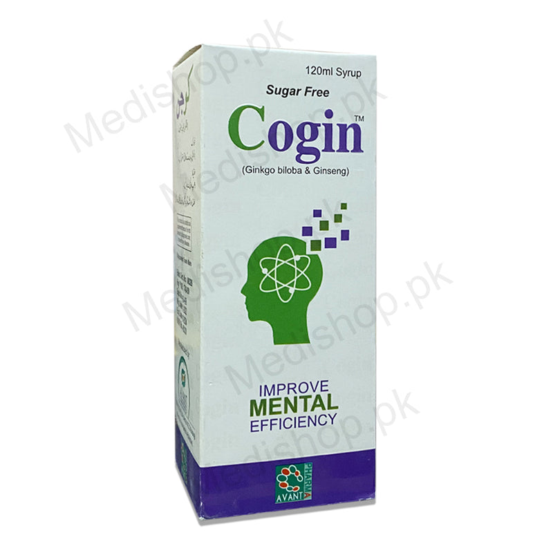 Cogin Syrup 120ml Sugar Free gink biloba and ginseng avant pharma improve mental efficiency