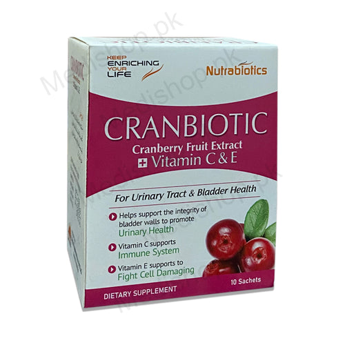 Cranbiotic cranberry extract vitamin c and e urinary tract bladder health supplement 10sachets