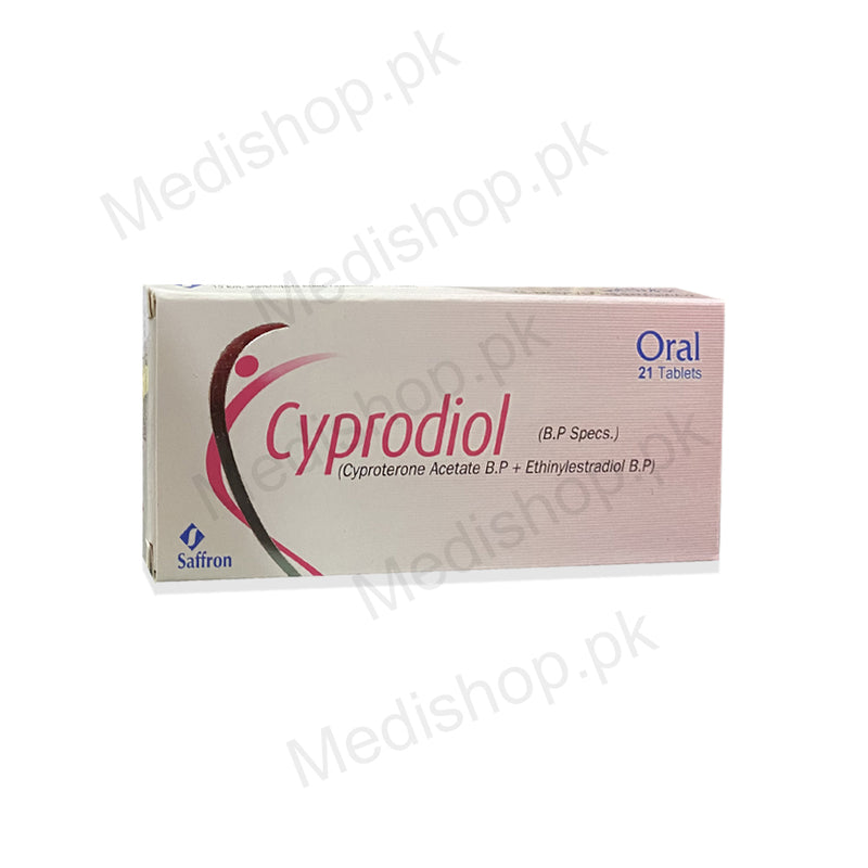 Cyprodiol oral tablets cyproterone acetate B.P+Ethinylestradiol saffron pharma