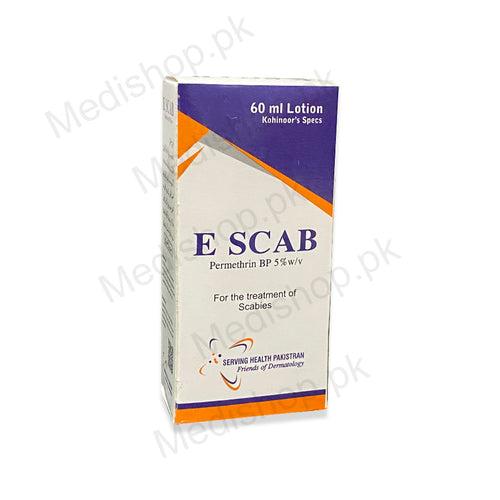 E Scab Lotion 60ml permethrin BP 5% treatment of scabies lotion 60ml serving health pakistan