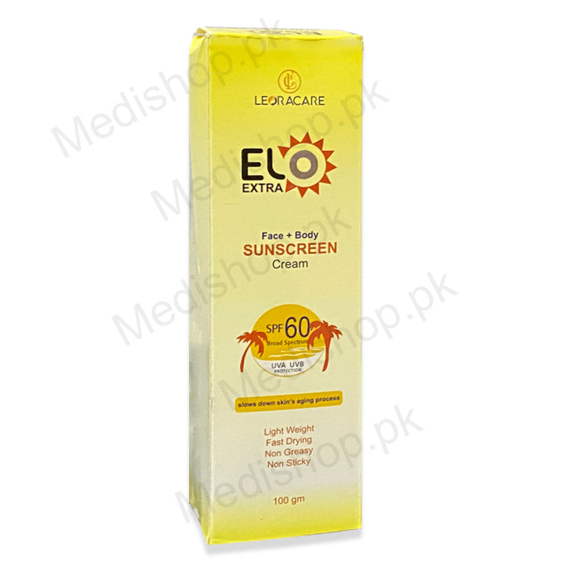 Elo Extra Sun Screen Cream SPF60 100gm  Face and Body sun care protection Leoracare cosmetics