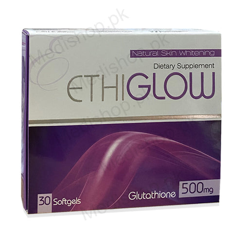 Ethiglow glutathione 500mg softgels capsules natural skin whitening dietary supplements wisdom therapeutics
