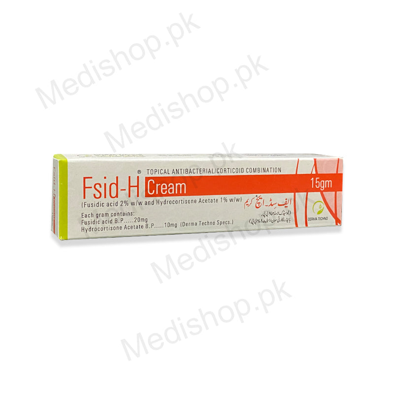  Fsid-H Cream 15gm Fusidic Acid 2% w/w and Hydrocortisone Acetate 1% w/w  skin care treatment derma techno pakistan