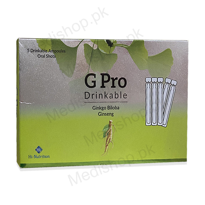 G pro drinkable ginko biloba ginseng ampoules oral shots hi-nutrition neutroderm