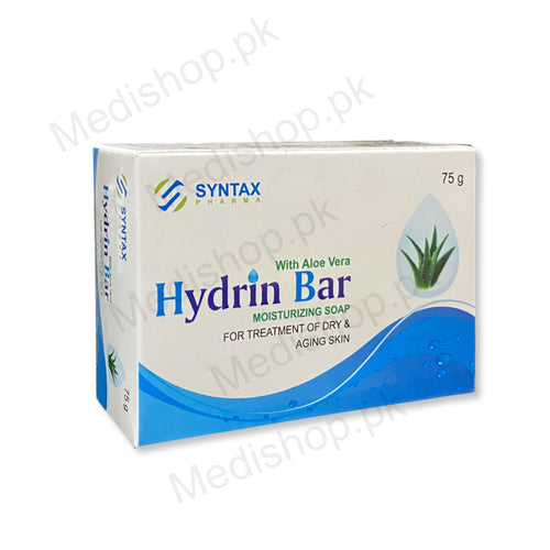 Hydrin Bar moisturizing soap treatment of dry skin anti aging aleo vera syntax pharma 75g