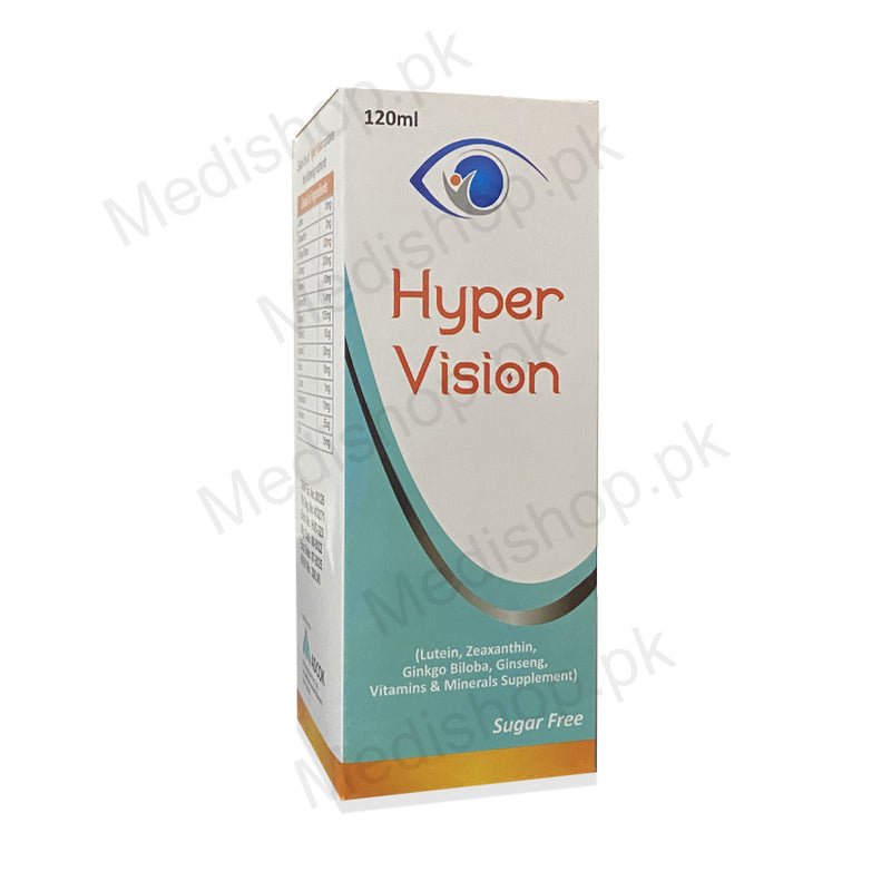 Hyper vision syrup 120ml sugar free adcok pharmaceuticals eye care nutritional supplements
