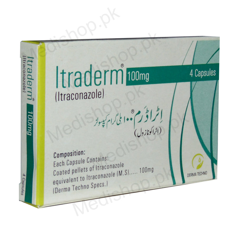 Itraderm 100mg Tablet Itraconazole Derma Techno pakistan Anti fungal