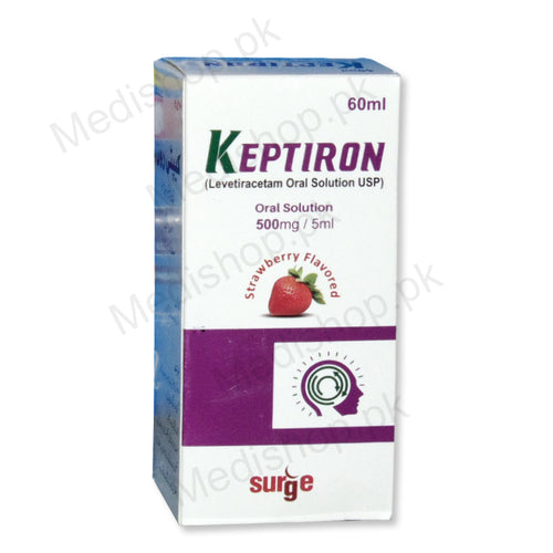 Keptiron oral  solution strawberry flavored 60ml levetiracetam surge laboratories 500mg/5ml