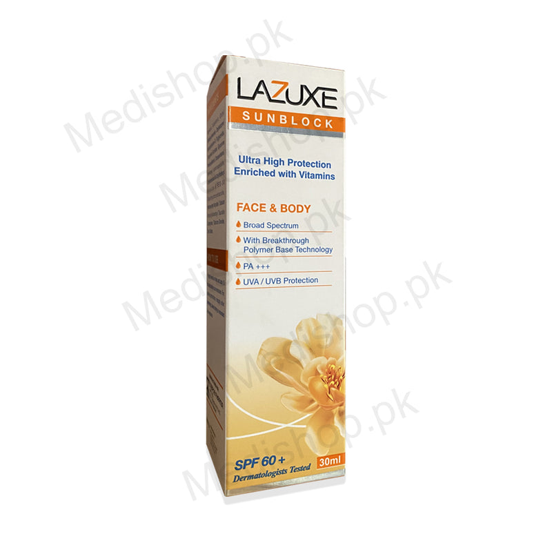     Lazuxe sunblock spf60 suncare skin protection face body sublock 30ml