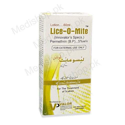     Lice-o-Mite Lotion 60ml Permethrin B.P 5% Anti scabies treatment valor pharma
