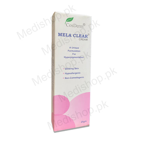 Mela clear cream cosderm glowing skin hypoallergenic 25gm anti melasma acne skin treatment