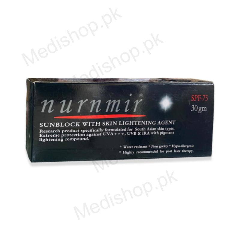 Nurnmir Sunblock SPF-75 skin lightening agent 30gm SPF-75 suncare dermapride
