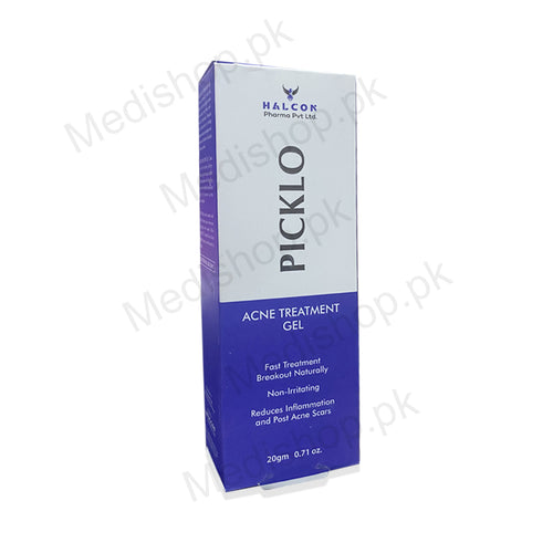 Picklo acne treatment gel skin care 20gm halcon pharma
