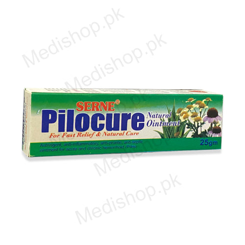 Serne Pilocure Ointment 25gm Ark Laboratories  Hemorrhoids, Piles, Anal fissures Itching, Burning sensation of the anal mucosa.
