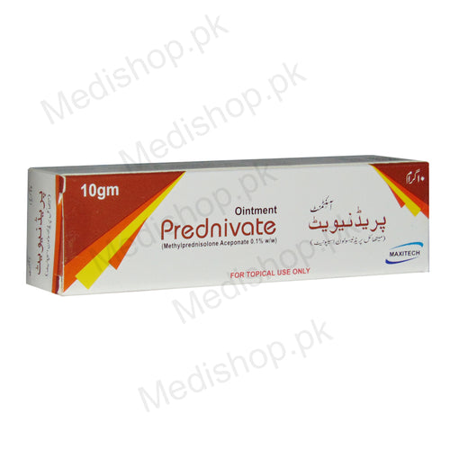 Prednivate ointment 10GM methylprednisolone aceponate 0.1% maxitech healtcare