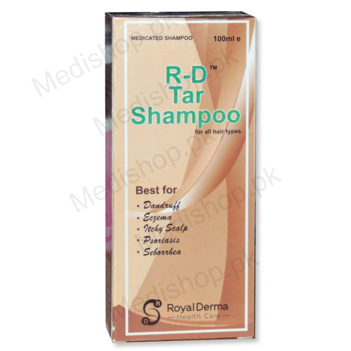 R-D Tar Shampoo dandruff eczema itchy scalp psoriasis seborrhea hair care royal derma health care