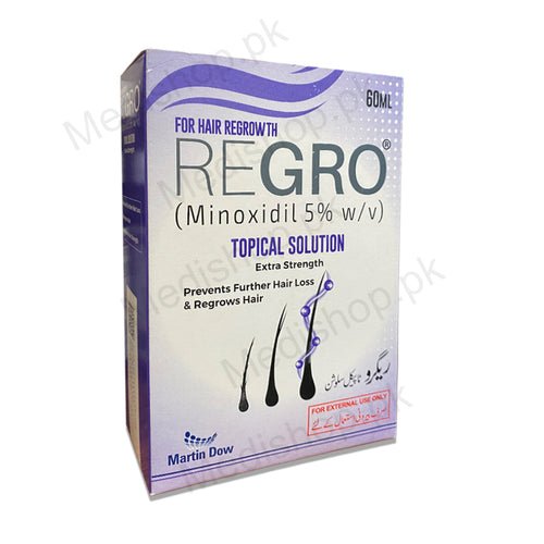 Regro Topical Solution 60ml minoxidil 5% hair regrowth solution martin dow 