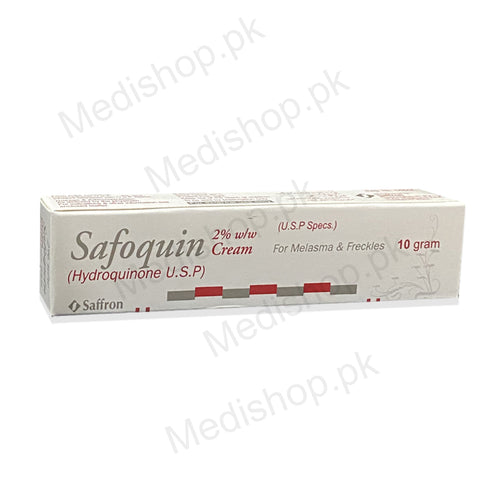 Safoquin 2% cream hydroquinone saffron pharmaceuticals melasma freckles 10gram