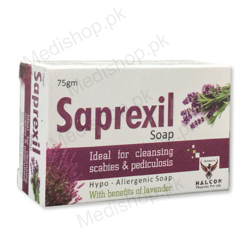    Saprexil soap cleansing scabies and pediculosis hypo allergenic halcon phamra