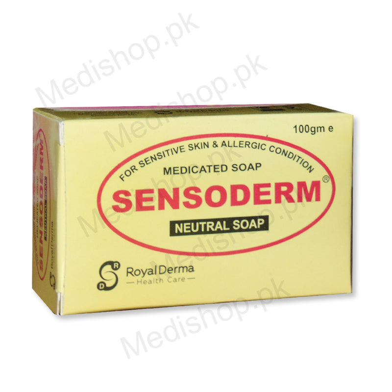 Sensoderm medicated soap neutral 100gm for sensitive skin allergic condition Royal Derma health care
