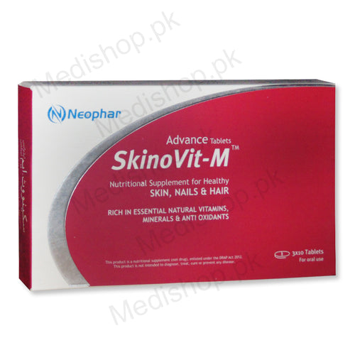 SkinoVit-M Tablets Nutritional Supplements for healthy skin nails hair Vitamin menerals anti oxidants neaopar healthcare