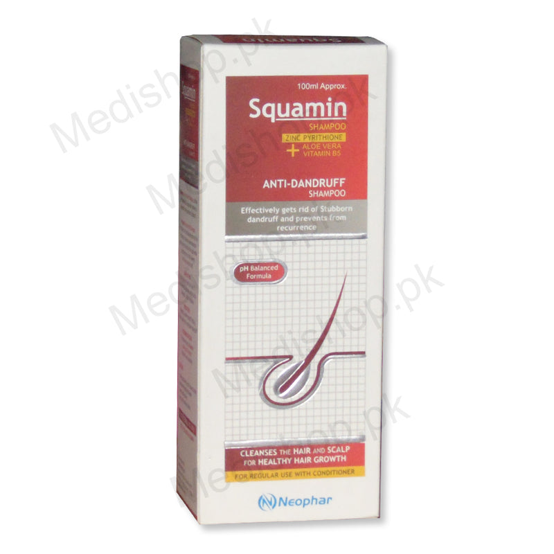    Squamin Shampoo anti dandruff cleanses scalp neophar pharma