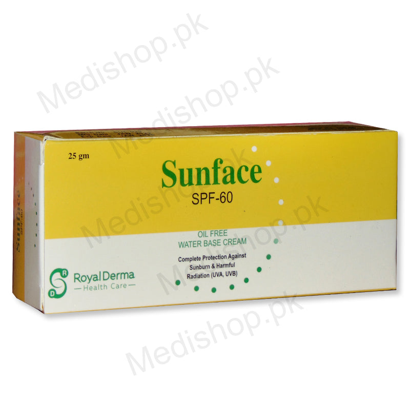 Sunface SPF-60 cream Suncare Sunprotection Sun block Royal Derma health care