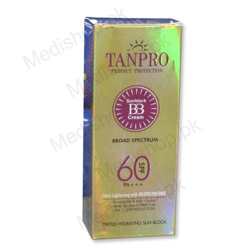Tanpro BB Cream Sunblock Spf 60 40gm skin lightening glutathione sun block suncare montis