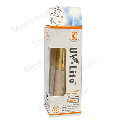     Uv-Lite sun block Spf60 Medium tinted cream crystolite pharma skincare sun care